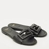 Black Leather Logo Flat Slides thumbnail 6
