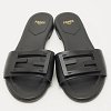 Black Leather Logo Flat Slides thumbnail 7