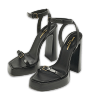 Black Leather Platz Platform Ankle Strap Sandals thumbnail 0