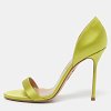 Aquazzura Green Satin Uptown D'orsay Sandals Size 38.5 thumbnail 1