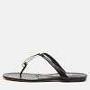 Black Leather Flat Thong Sandals thumbnail 4