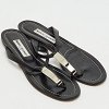 Black Leather Flat Thong Sandals thumbnail 6