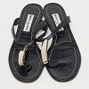 Black Leather Flat Thong Sandals thumbnail 7