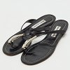 Black Leather Flat Thong Sandals thumbnail 8