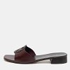 Burgundy Leather Miller Flat Slide thumbnail 8