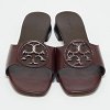 Burgundy Leather Miller Flat Slide thumbnail 6