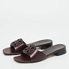 Burgundy Leather Miller Flat Slide thumbnail 7