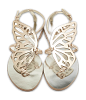 Gold Leather Butterfly Ankle Strap Slingback Flats thumbnail 0