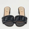 Black/Grey Velvet FF Slide Sandals thumbnail 2