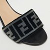 Black/Grey Velvet FF Slide Sandals thumbnail 5