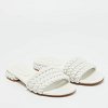 White Braided Leather Flat Slides thumbnail 6