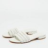 White Braided Leather Flat Slides thumbnail 8