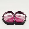 Pink/Black Ostrich Leg and Leather Flat Slides thumbnail 3