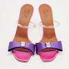 Pink/Purple Satin Emily Bow Slide Sandals thumbnail 4