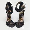 Black Satin Crystal Embellish Ankle Strap Sandals thumbnail 4