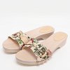 White Floral Print Canvas and Leather Icon Bit Wooden Clogs thumbnail 8