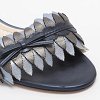 Metallic Blue Leather Cut Out Flat Slide Sandals thumbnail 5