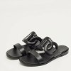 Black Leather Lagune Flat Slide thumbnail 4
