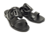 Black Leather Lagune Flat Slide thumbnail 0