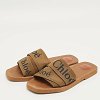 Brown Canvas Logo Ribbon Woody Flat Slide Sandals thumbnail 2