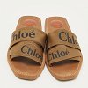 Brown Canvas Logo Ribbon Woody Flat Slide Sandals thumbnail 4