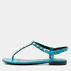 Blue Leather Arena Studded T-Strap Flat Sandals thumbnail 2