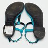 Blue Leather Arena Studded T-Strap Flat Sandals thumbnail 5