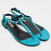 Blue Leather Arena Studded T-Strap Flat Sandals thumbnail 7