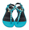 Blue Leather Arena Studded T-Strap Flat Sandals thumbnail 0
