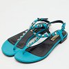 Blue Leather Arena Studded T-Strap Flat Sandals thumbnail 1