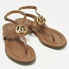 Brown Leather Thong Flat Slingback Sandals thumbnail 6