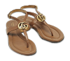 Brown Leather Thong Flat Slingback Sandals thumbnail 0