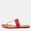 Kira Pink/Orange Lizard Embossed Leather Thong Flat Sandals thumbnail 6