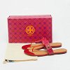 Kira Pink/Orange Lizard Embossed Leather Thong Flat Sandals thumbnail 2