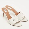 Oeillets White Leather Slide Sandals thumbnail 4
