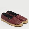 Burgundy Leather Espadrille Flats thumbnail 4