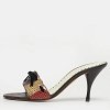 Multicolor Snakeskin Leather Bow Slide Sandals thumbnail 8