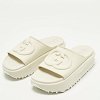GG Beige Rubber Platform Slide Sandals thumbnail 1