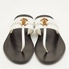 Studded White Leather Thong Flats thumbnail 1
