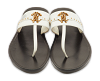 Studded White Leather Thong Flats thumbnail 0