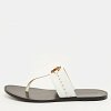 Studded White Leather Thong Flats thumbnail 7