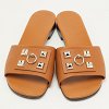 Dune Bois Tan Leather Flat Slide Sandals thumbnail 3