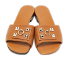 Dune Bois Tan Leather Flat Slide Sandals thumbnail 0