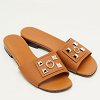 Dune Bois Tan Leather Flat Slide Sandals thumbnail 4