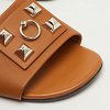 Dune Bois Tan Leather Flat Slide Sandals thumbnail 6