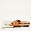 Dune Bois Tan Leather Flat Slide Sandals thumbnail 9