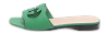 Interlocking GG Cutout Green Leather Flat Sandals thumbnail 0