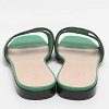 Interlocking GG Cutout Green Leather Flat Sandals thumbnail 6