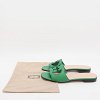Interlocking GG Cutout Green Leather Flat Sandals thumbnail 1