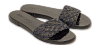 Jimmy Choo Navy Blue/Grey Woven Fabric Flat Slide Sandals Size 37 thumbnail 0